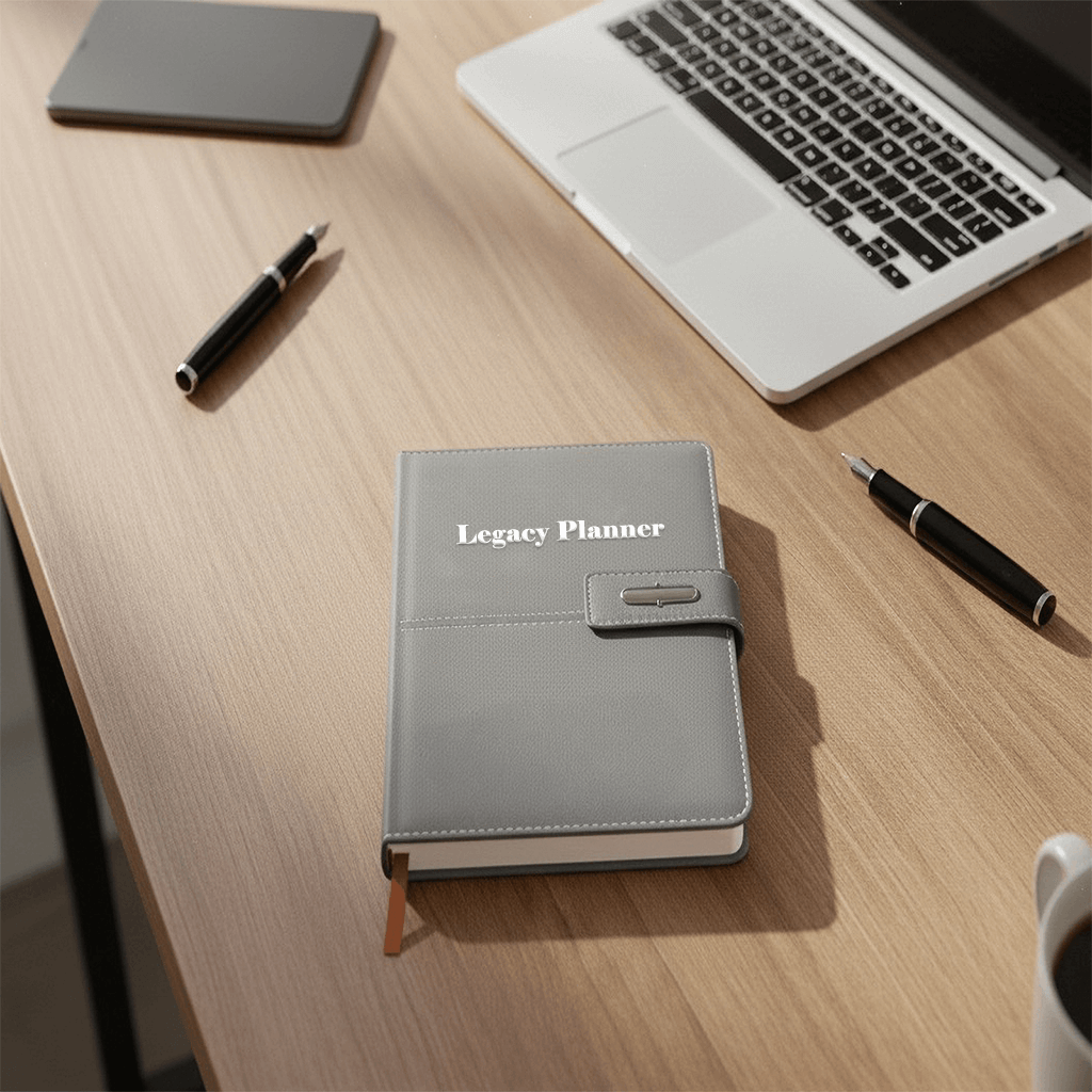 Legacy planner showing sturdy binding and cover